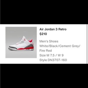 Jordan 3 Retro Sneakers - White, Gray, Red